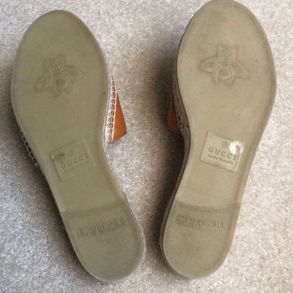 Gucci Tan Brown Pilar Espadrille Slide Sandals GG - Picture 9 of 9